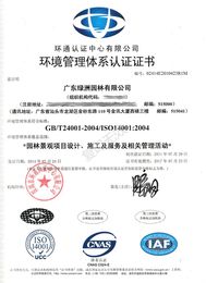 环境管理体系认证证书